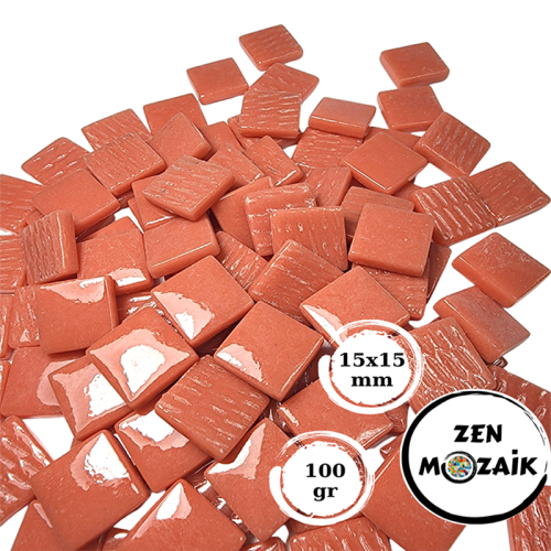 Zen Cam Mozaik Kare 15x15mm 100g Koyu Turuncu - Koyu turuncu
