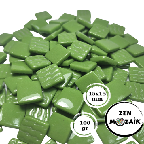 Zen Cam Mozaik Kare 15x15mm 100g Yeşil - Yeşil
