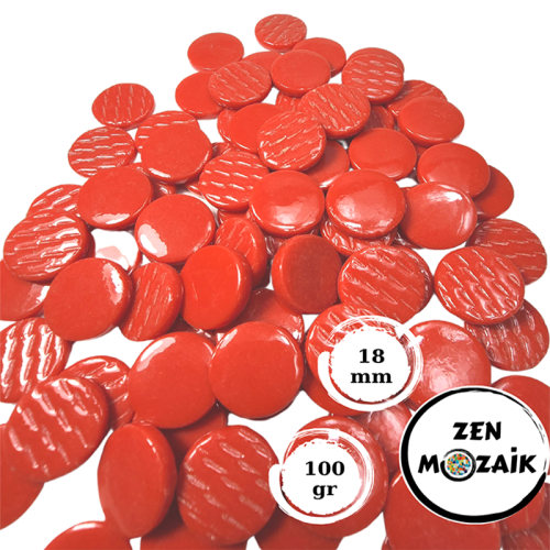 Zen Cam Mozaik Yuvarlak 18mm 100g Açık Kırmızı - Açık Kırmızı