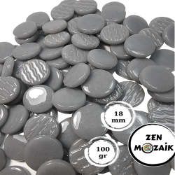 Zen - Zen Cam Mozaik Yuvarlak 18mm 100g Gri