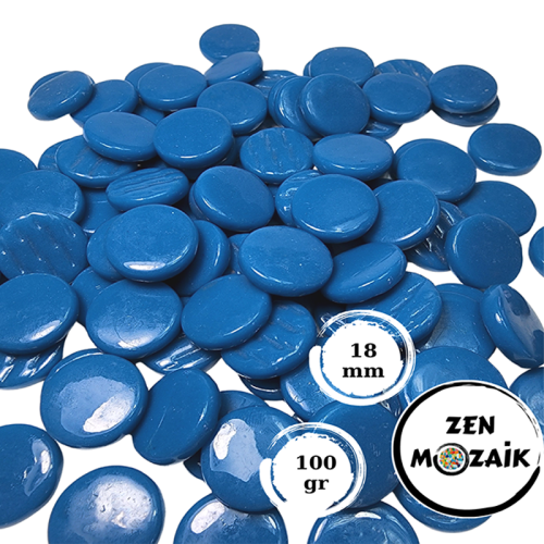 Zen Cam Mozaik Yuvarlak 18mm 100g Koyu Mavi - Koyu Mavi