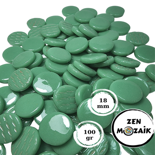 Zen Cam Mozaik Yuvarlak 18mm 100g Koyu Yeşil - Koyu Yeşil
