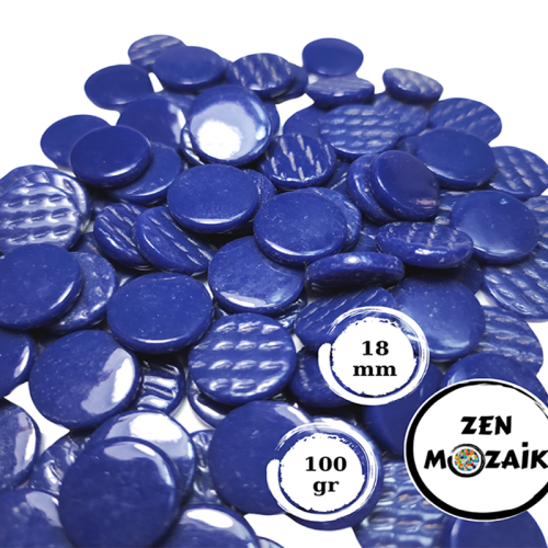 Zen Cam Mozaik Yuvarlak 18mm 100g Lacivert - Lacivert