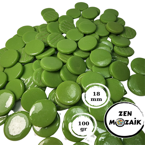 Zen Cam Mozaik Yuvarlak 18mm 100g Yeşil