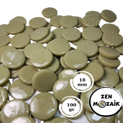Zen - Zen Cam Mozaik Yuvarlak 18mm 100g Zeytin Yeşili
