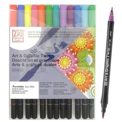 Zig - Zig Art & Graphic Twin Brush Pen Çift Uçlu Çizim Kalemi 12li Set Bright - TUT-80/12VBR