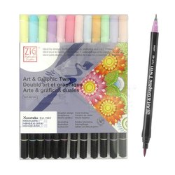 Zig Art & Graphic Twin Brush Pen Çift Uçlu Çizim Kalemi 12li Set Pastel - TUT-80/12VPA - Thumbnail