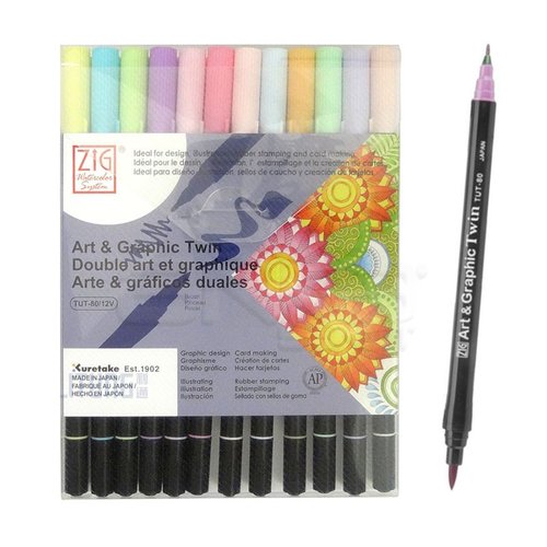 Zig Art & Graphic Twin Brush Pen Çift Uçlu Çizim Kalemi 12li Set Pastel - TUT-80/12VPA