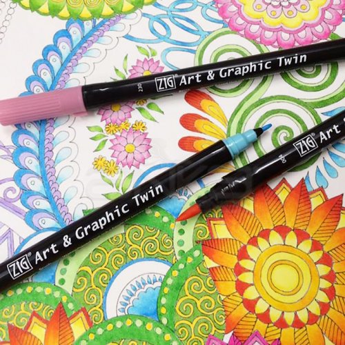 Zig Art & Graphic Twin Brush Pen Çift Uçlu Çizim Kalemi 48li Set TUT-80/48V