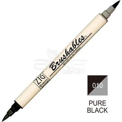Zig - Zig Brushables 2 Renk Tonu Fırça Uçlu Marker Kalem 010 Pure Black