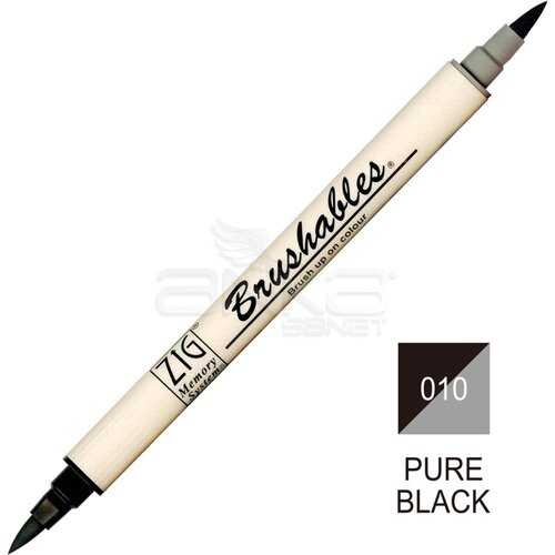 Zig Brushables 2 Renk Tonu Fırça Uçlu Marker Kalem 010 Pure Black - 010 Pure Black