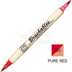 Zig - Zig Brushables 2 Renk Tonu Fırça Uçlu Marker Kalem 020 Pure Red