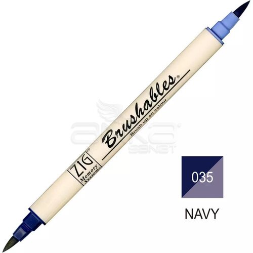 Zig Brushables 2 Renk Tonu Fırça Uçlu Marker Kalem 035 Navy - 035 Navy