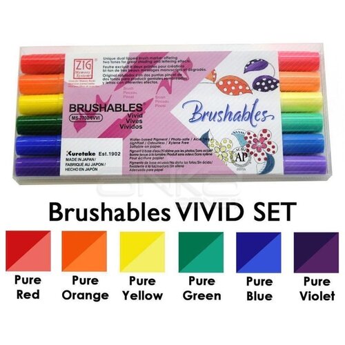 Zig Brushables 2 Renk Tonu Fırça Uçlu Marker Kalem 6lı Set Canlı Renkler