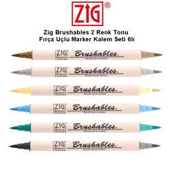 Anka Art - Zig Brushables 2 Renk Tonu Fırça Uçlu Marker Kalemi 6lı Set 1
