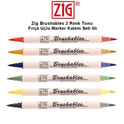 Anka Art - Zig Brushables 2 Renk Tonu Fırça Uçlu Marker Kalemi 6lı Set 2