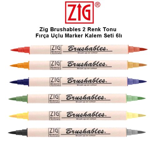 Zig Brushables 2 Renk Tonu Fırça Uçlu Marker Kalemi 6lı Set 2