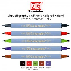 Zig - Zig Calligraphy II Çift Uçlu Kaligrafi Kalemi 2mm & 3.5mm 5li Set 2
