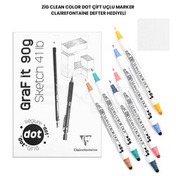 Zig Clean Color Dot Çift Uçlu Marker Clairefontaine Defter Hediyeli - Thumbnail