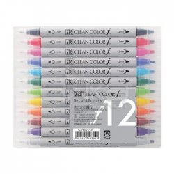 Zig Clean Color f Çift Uçlu Marker Kalem 12li Set - Thumbnail