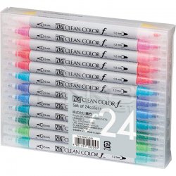 Zig - Zig Clean Color f Çift Uçlu Marker Kalem 24lü Set