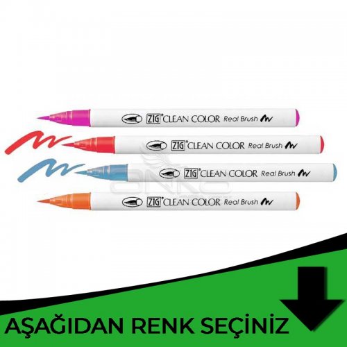 Zig Clean Color Real Brush Fırça Uçlu Marker Kalem Yeşil Tonlar