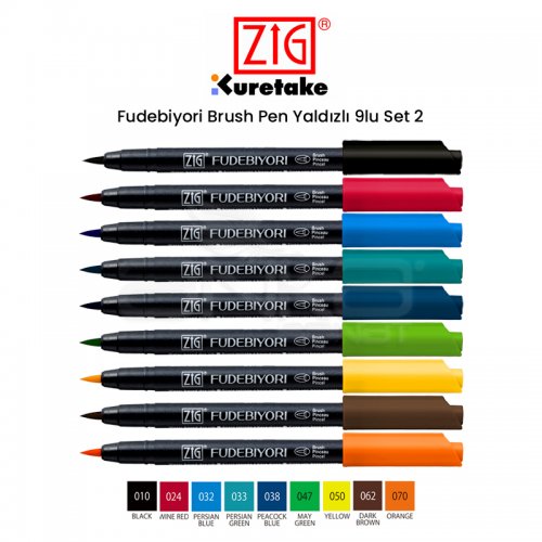 Zig Fudebiyori Brush Pen 9lu Set 2