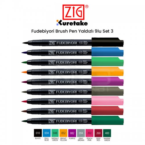 Zig Fudebiyori Brush Pen 9lu Set 3