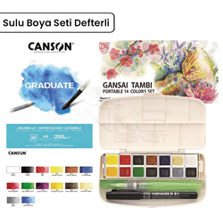 Zig - Zig Gansai Tambi Sulu Boya Set 14lü Defter + Su Hazneli Fırça + 0.1mm Mangaka (2)