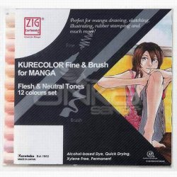 Zig - Zig Kurecolor Fine & Brush for Manga 12li Set Neutral Tones
