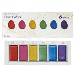 Zig Kuretake Gansai Tambi Sulu Boya Seti 6lı Gem Colors - Thumbnail
