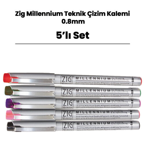 Zig Millennium Teknik Çizim Kalemi 0.8mm 5li