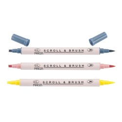 Zig Scroll & Brush Çift Çizgi ve Fırça Uçlu Kaligrafi Kalemi - Thumbnail