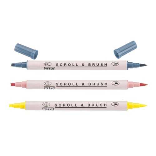 Zig Scroll & Brush Çift Çizgi ve Fırça Uçlu Kaligrafi Kalemi İndirimli Renkler