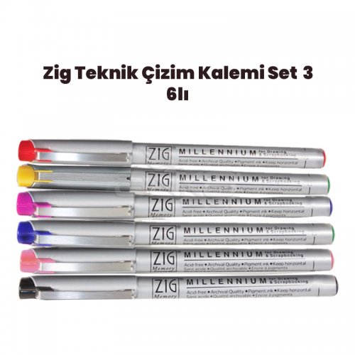 Zig Teknik Çizim Kalem Set 3 6lı 0,1mm