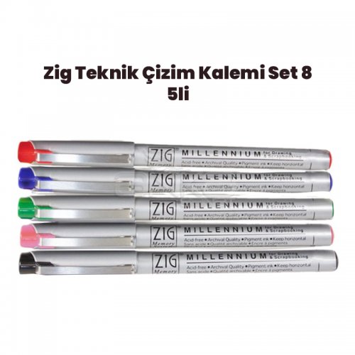 Zig Teknik Çizim Kalem Set 8 5li 0,1mm