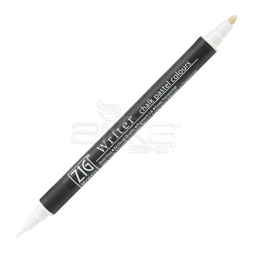 Zig Writer Chalk Pastel Colours Çift Uçlu Marker Kalem 0.5mm & 1.2mm White - White