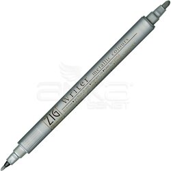 Zig - Zig Writer Metallic Colours Çift Uçlu Marker Kalem 102 Silver (1)